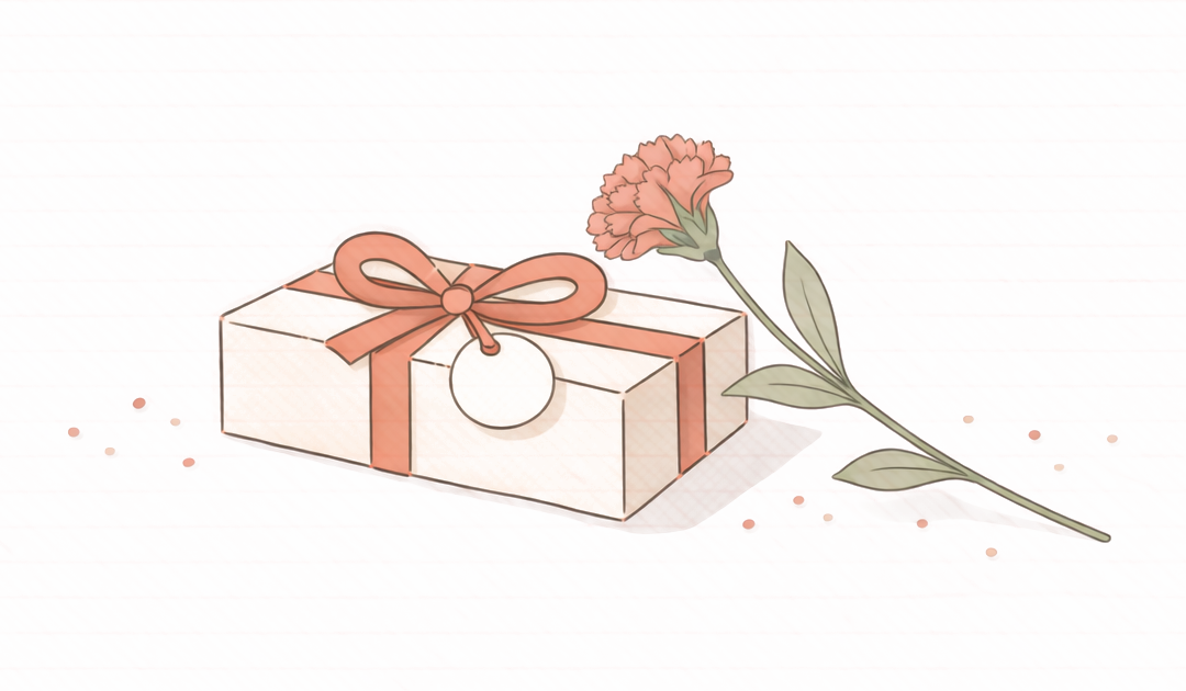 Thoughtfully wrapped gift with soft spring colors and natural elements